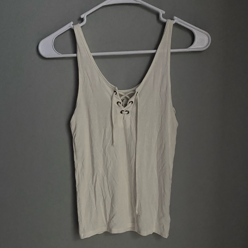 white tie up american eagle shirt